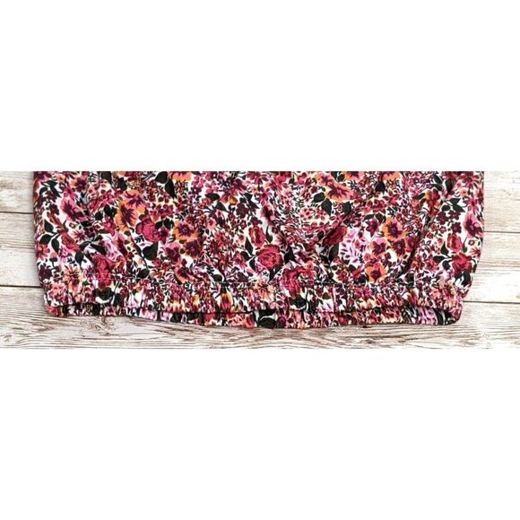 Topshop Womens Size 4 Multicolor Floral Strapless Cropped Bandeau Tube Top - Picture 3 of 6